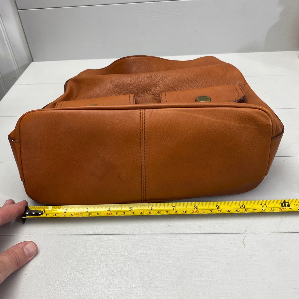 Etienne Aigner Leather Shoulder Bag Large Cognac Orange Brown Hobo Pocket Purse - Picture 12 of 16